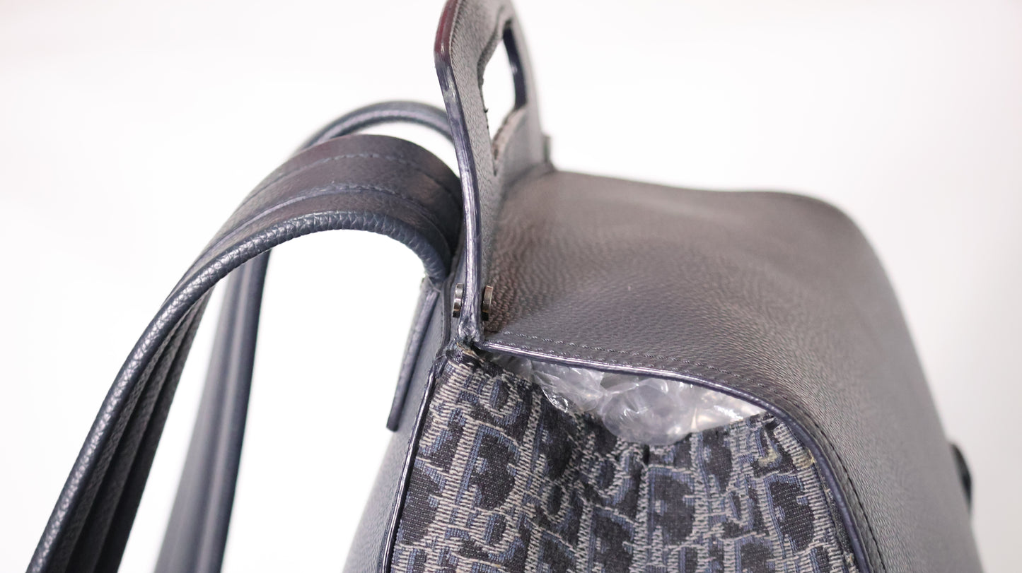 Dior Maxi Gallop Backpack Oblique Jacquard with Black Grained Calfskin