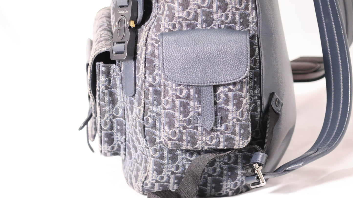 Dior Maxi Gallop Backpack Oblique Jacquard with Black Grained Calfskin