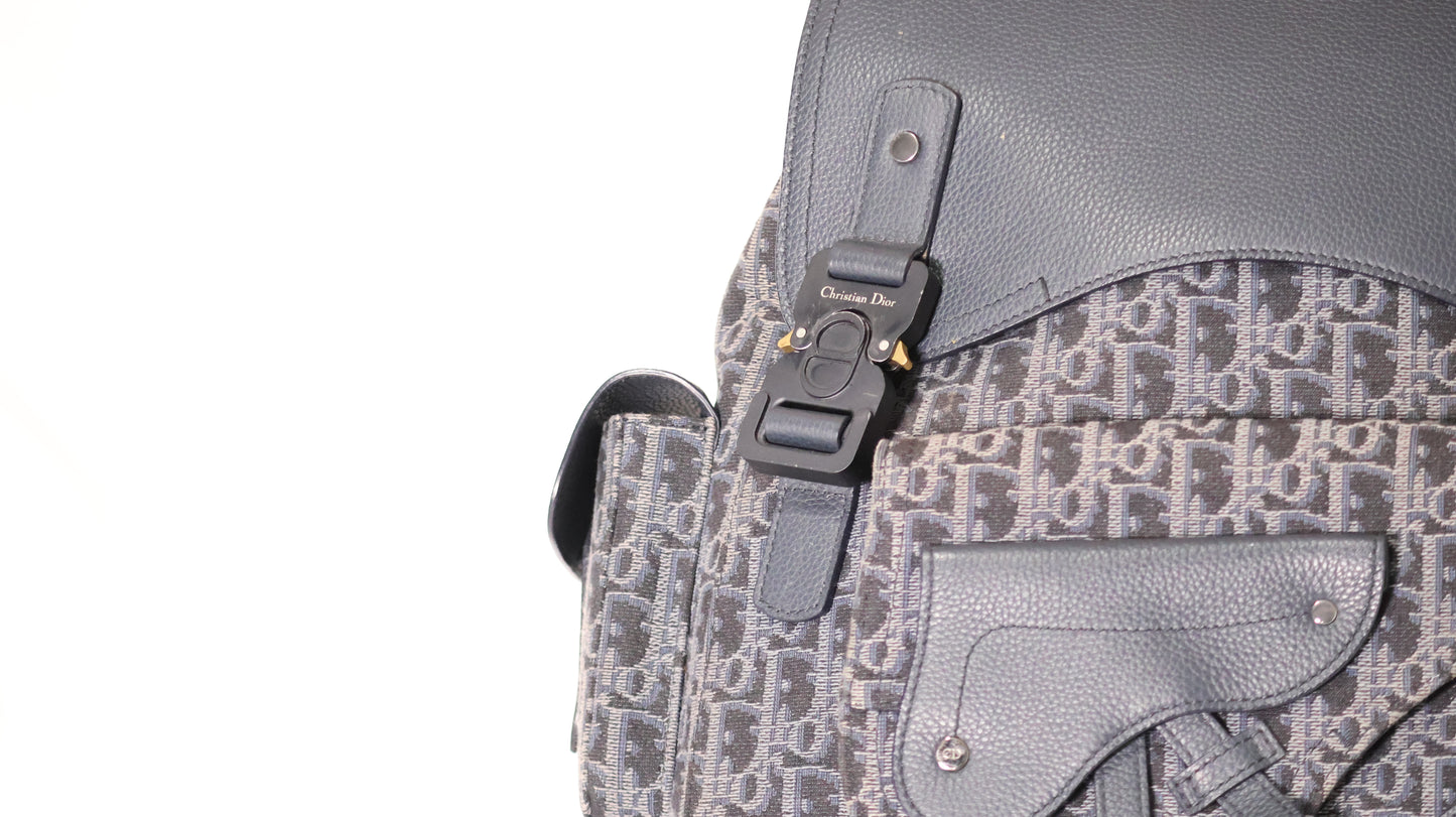 Dior Maxi Gallop Backpack Oblique Jacquard with Black Grained Calfskin