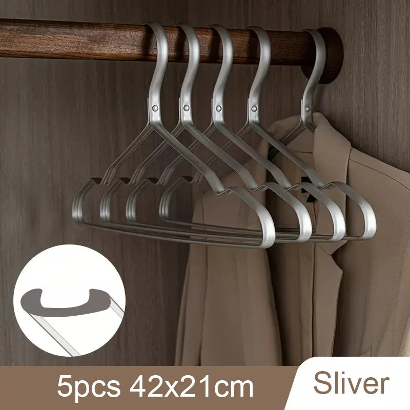 5pcs Matte Gold Hangers for Clothes Pants Storage Hanging Durable Coat Dress Hangers Closet Storage Organizer Space Saver Racks