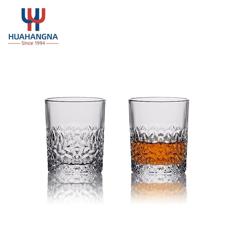 European - style Diamond - Patterned Glassware: Whiskey Glasses, Wine Cups, Beer Mugs, Household Gargle Vessels, and Shot Tumble