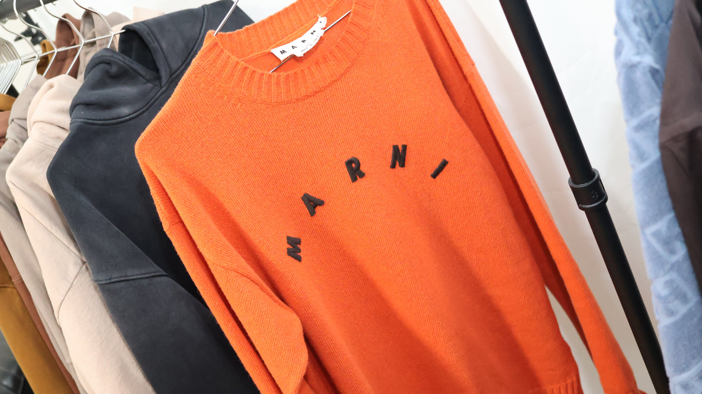 Marni Orange Cashmere Sweater Indian Orange | Mens Knitwear