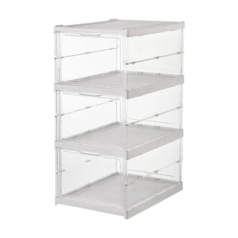 Transparent Installation-free Shoe Storage Box Stackable 6Floor Organizer for Closet Space Saving Shoe Rack Container Bin Holder