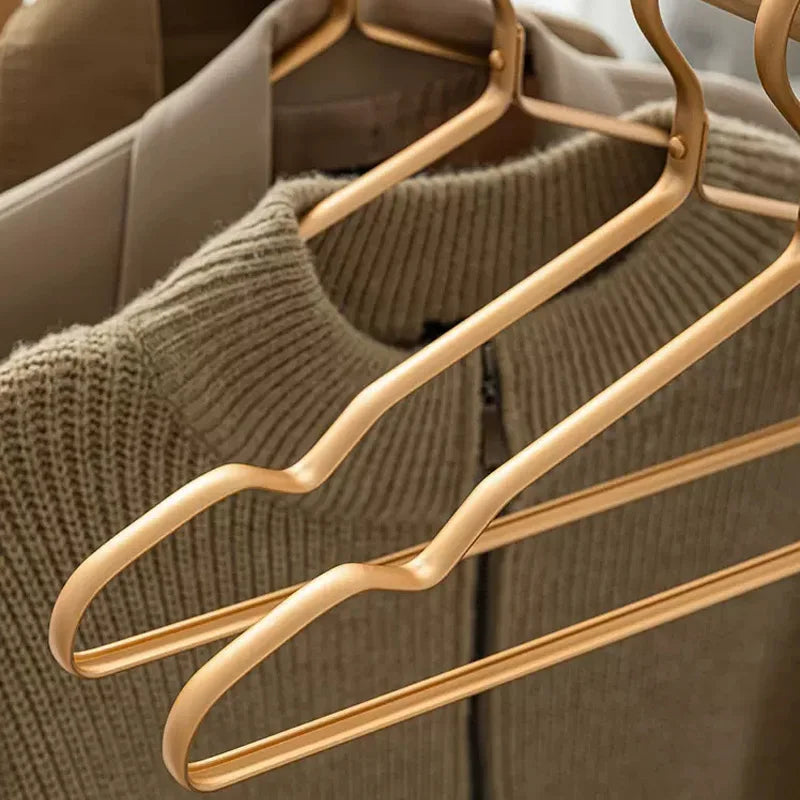 5pcs Matte Gold Hangers for Clothes Pants Storage Hanging Durable Coat Dress Hangers Closet Storage Organizer Space Saver Racks