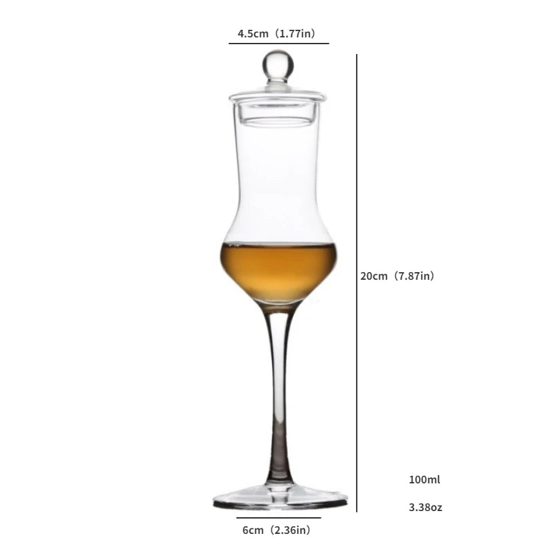 100ml Tulip Goblet with Lid Exquisite Whisky Vodka Brandy Tasting Cup Family Bar Restaurant Banquet Wine Drinkware